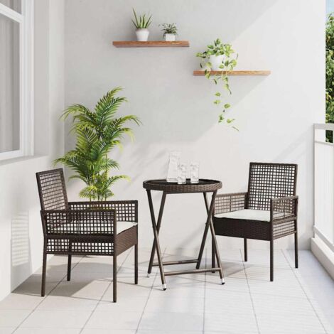 vidaXL Set Bistro da Giardino 3 pcs Marrone Poly Rattan