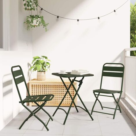 vidaXL Set bistrot 3 pcs Verde scuro Acciaio