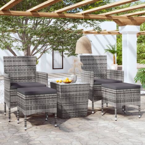 vidaXL Set Bistrot da Giardino 5pz Polyrattan e Vetro Temperato