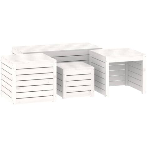 vidaXL Set Cassette da Giardino 4 pz Bianco in Legno Massello di Pino