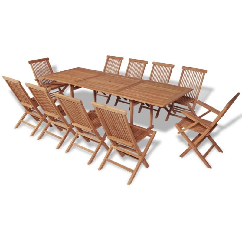 

Set comedor de jardín 11 pzas con sillas plegables teca maciza - Marrón - Vidaxl