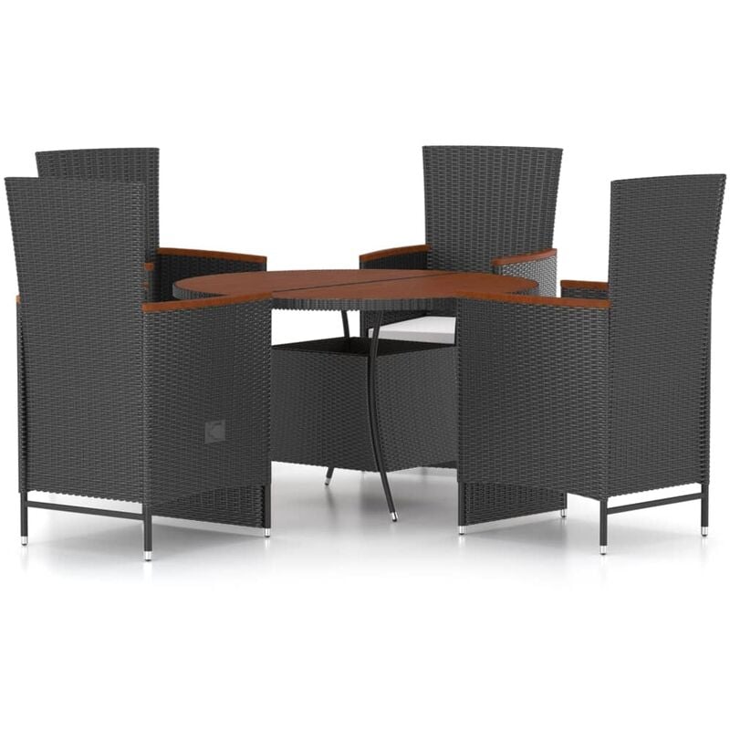 

Set comedor de jardín 5 piezas ratán sintético y cojines negro - Negro - Vidaxl
