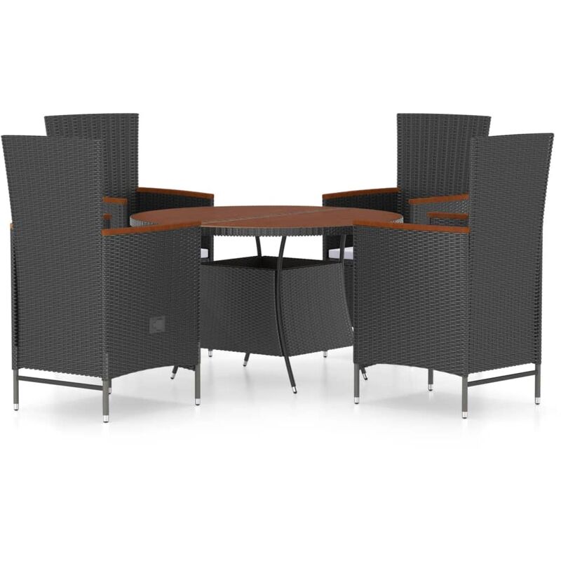 

Set comedor de jardín 5 piezas ratán sintético y cojines negro - Negro - Vidaxl