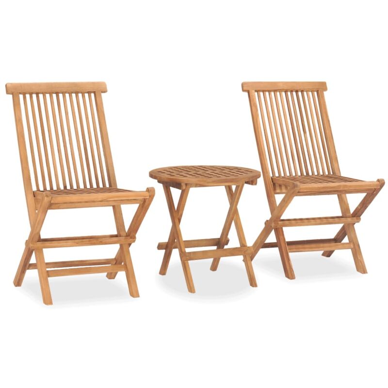 

Set comedor de jardín plegable 3 piezas madera maciza de teca - Marrón - Vidaxl