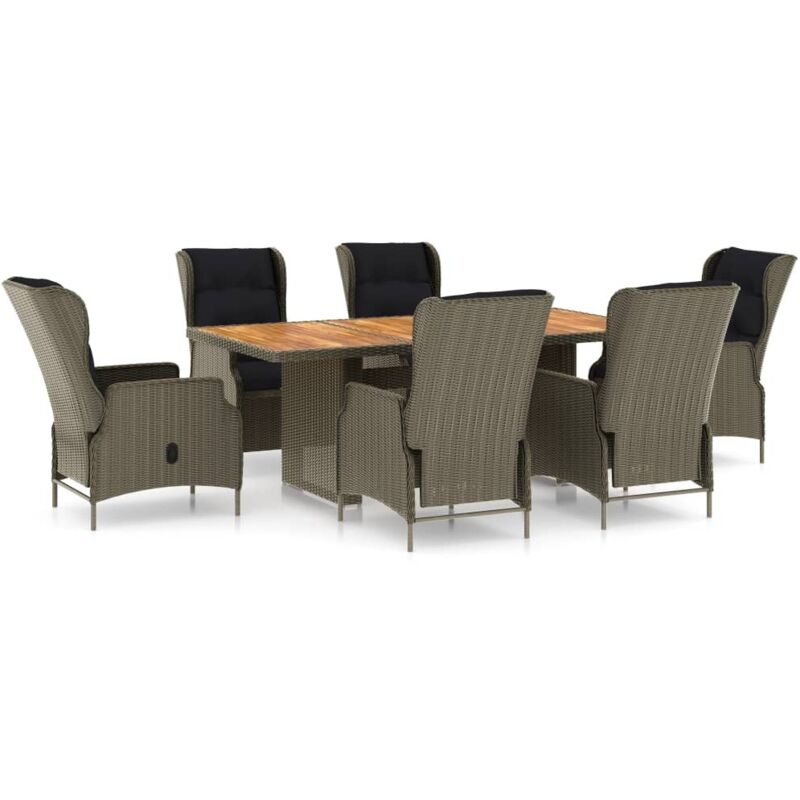 

vidaXL Set comedor de jardín 7 piezas y cojines ratán sintético marrón - Marrón