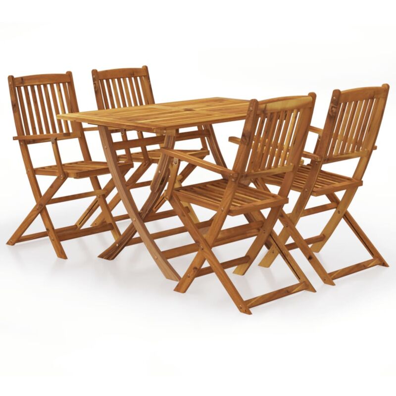 

Set comedor de jardín plegable 5 piezas madera maciza de acacia - Marrón - Vidaxl