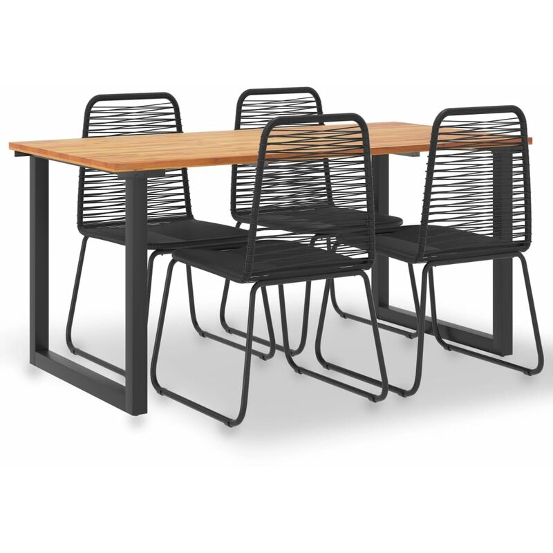 

Vidaxl - Set comedor jardín 5 pzas madera maciza acacia ratán sintético - Negro
