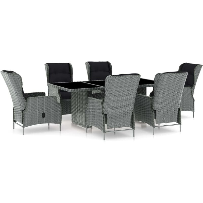 

Set comedor jardín 7 pzas y cojines ratán sintético gris claro - Gris - Vidaxl