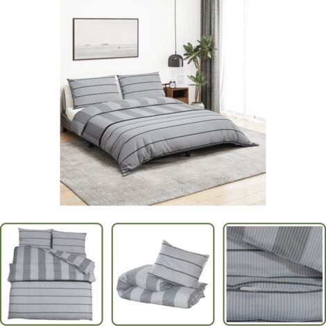 vidaXL Set copripiumino -  Set Copripiumino Grigio 240x220 cm in Cotone