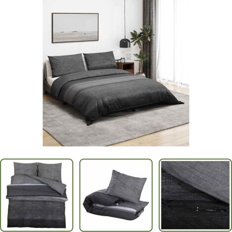 vidaXL Set copripiumino -  Set Copripiumino Grigio Scuro 240x220 cm in Cotone