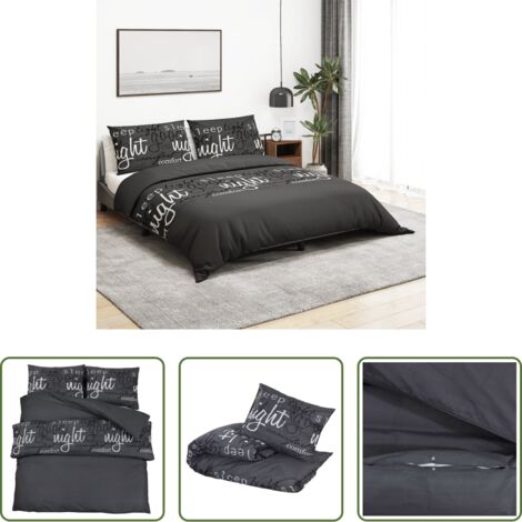 vidaXL Set copripiumino -  Set Copripiumino Nero 200x220 cm in Cotone