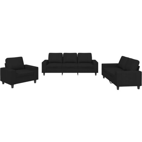 vidaXL Set d Divani 3 pz Nero in Tessuto