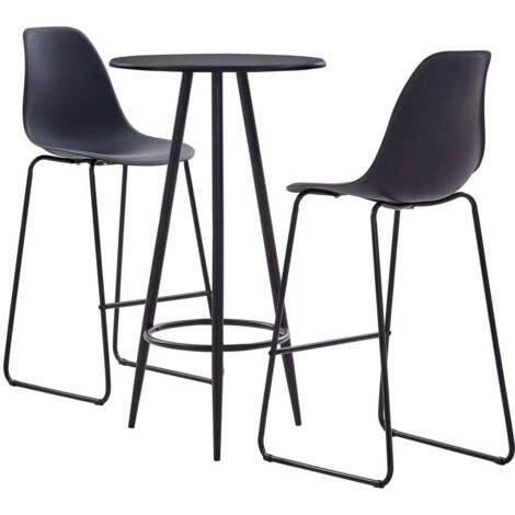 vidaXL Set da Bar 3 pz in Plastica Nero