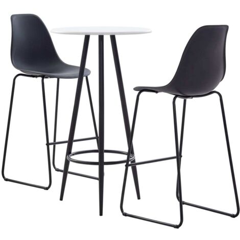 vidaXL Set da Bar 3 pz in Plastica Nero