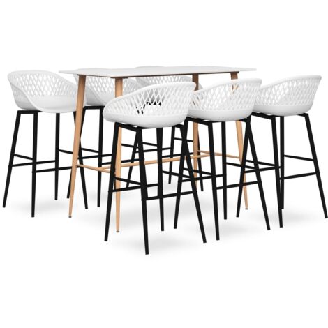 vidaXL Set da Bar 7 pz Bianco
