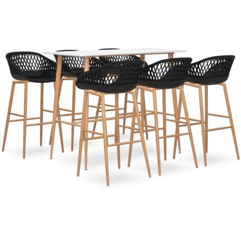 vidaXL Set da Bar 7 pz Bianco e Nero