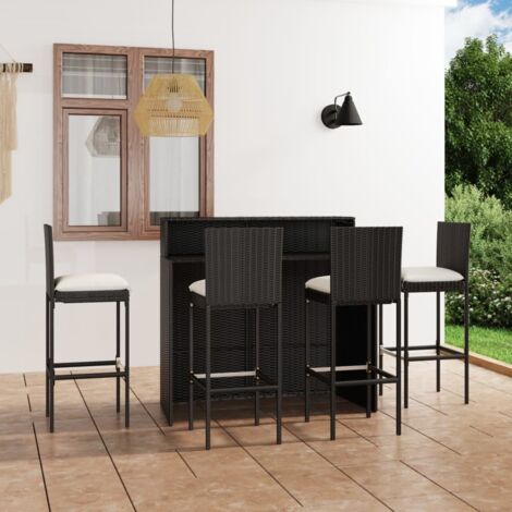 vidaXL Set da Bar da Giardino 5 pz con Cuscini Nero