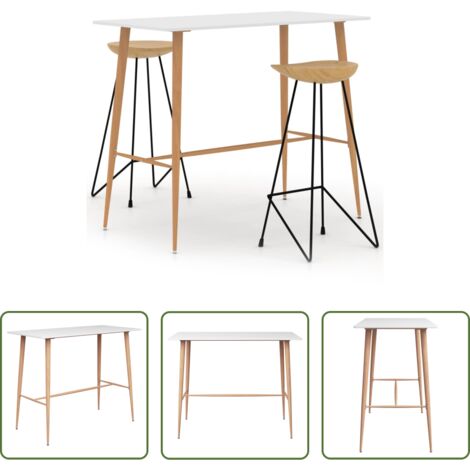 vidaXL Set da bar -  Set da Bar 3 pz Bianco