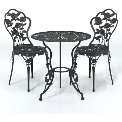 vidaXL Set da Bistrot 3 pz in Alluminio Pressofuso Nero