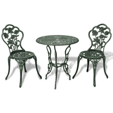 vidaXL Set da Bistrot 3 pz in Alluminio Pressofuso Verde