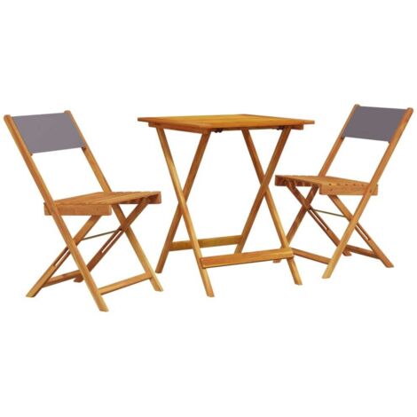 vidaXL Set da Bistrot 3pz Antracite in Tessuto e Legno Massello