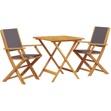 vidaXL Set da Bistrot 3pz Antracite in Tessuto e Legno Massello