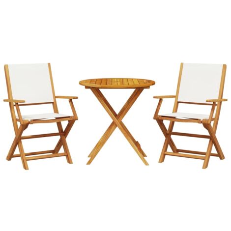 vidaXL Set da Bistrot 3pz Bianco Crema in Tessuto e Legno Massello