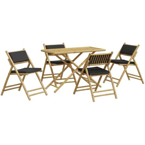 vidaXL Set da Bistrot Pieghevole 5pz con Cuscini Grigio Scuro Bambù