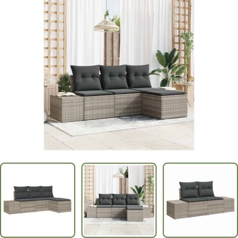 vidaXL Set da giardino -  Set Divano da Giardino 4 pcs Grigio chiaro polyrattan