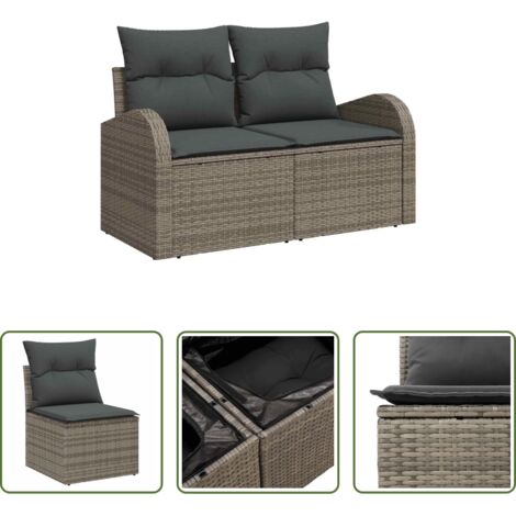 vidaXL Set da giardino -  Set Divano da Giardino con cuscino 6 pcs Grigio polyrattan