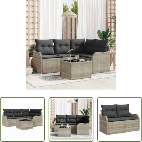 vidaXL Set da giardino -  Set Divano da Giardino Grigio chiaro polyrattan