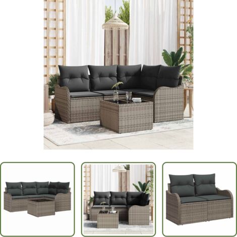 vidaXL Set da giardino -  Set Divano da Giardino Grigio polyrattan