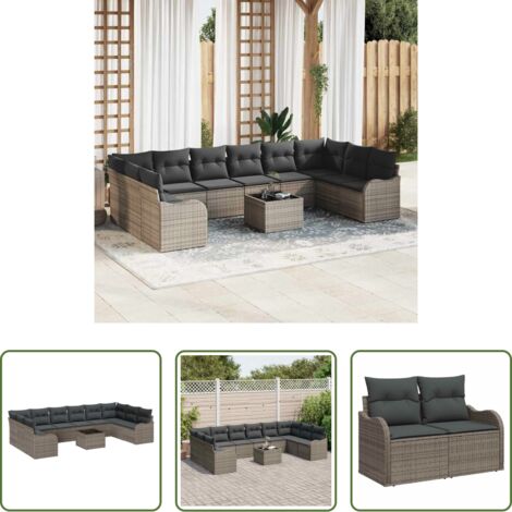 vidaXL Set da giardino -  Set Divano da Giardino Grigio polyrattan