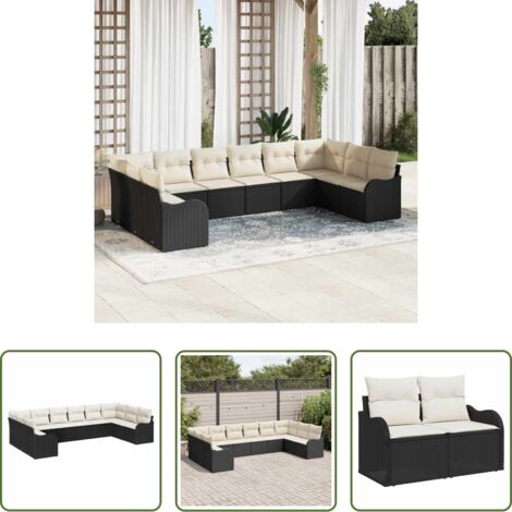 vidaXL Set da giardino -  Set Divano da Giardino Nero polyrattan