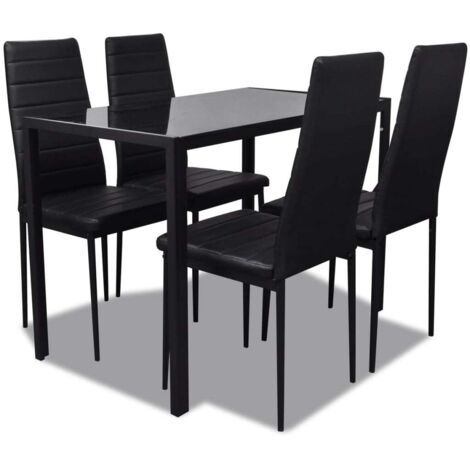 vidaXL Set da Pranzo 5 pz in Pelle Artificiale Nero