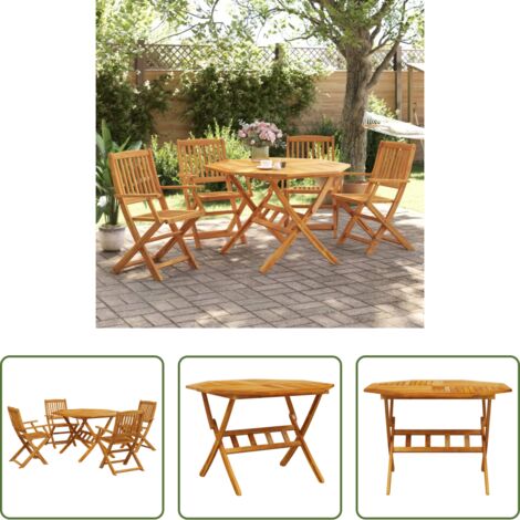 vidaXL Set da pranzo da esterno -  Set Pranzo da Giardino Pieghevole 5pz Legno Massello di Acacia