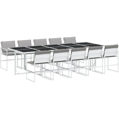 vidaXL Set da Pranzo da Giardino 11 pz con Cuscini Bianco in Textilene