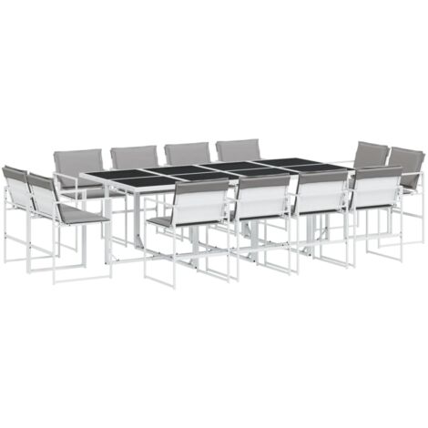 vidaXL Set da Pranzo da Giardino 13 pz con Cuscini Bianco in Textilene
