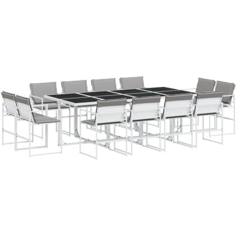 vidaXL Set da Pranzo da Giardino 13 pz con Cuscini Bianco in Textilene