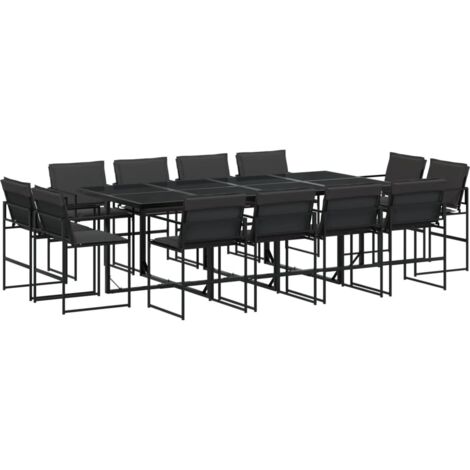 vidaXL Set da Pranzo da Giardino 13 pz con Cuscini Nero in Textilene