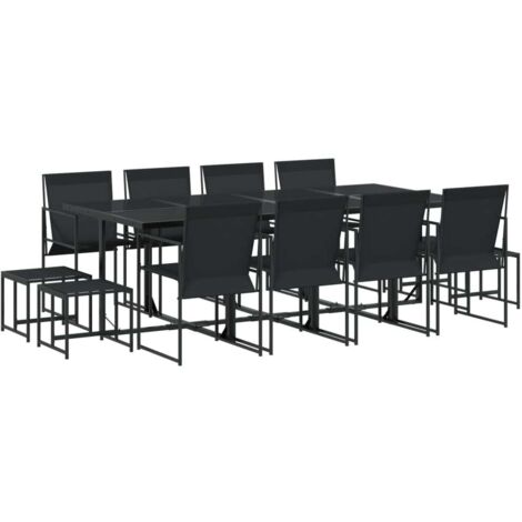 vidaXL Set da Pranzo da Giardino 13 pz Nero in Textilene