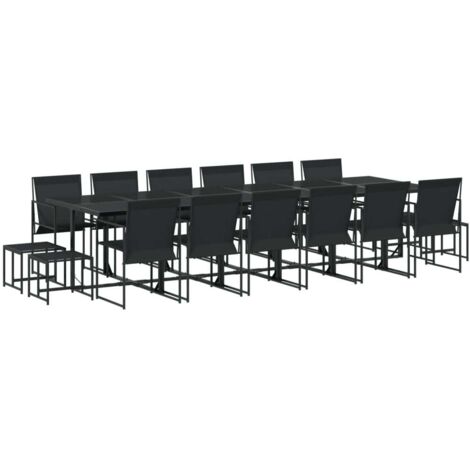 vidaXL Set da Pranzo da Giardino 17 pz Nero in Textilene