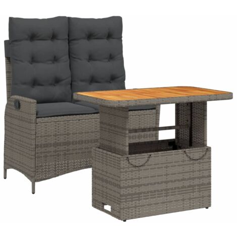 vidaXL Set da Pranzo da Giardino 2 pz con Cuscini in Polyrattan Grigio