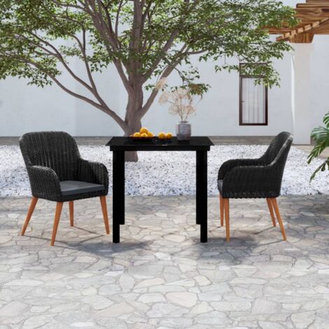 vidaXL Set da Pranzo da Giardino 3 pz con Cuscini Nero