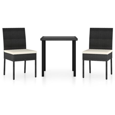 vidaXL Set da Pranzo da Giardino 3 pz in Polyrattan Nero