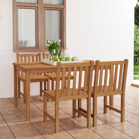 vidaXL Set da pranzo da giardino 5 pz 150x90 cm in legno massello di teak