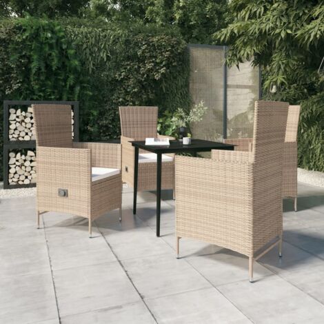 vidaXL Set da Pranzo da Giardino 5 pz con Cuscini Beige