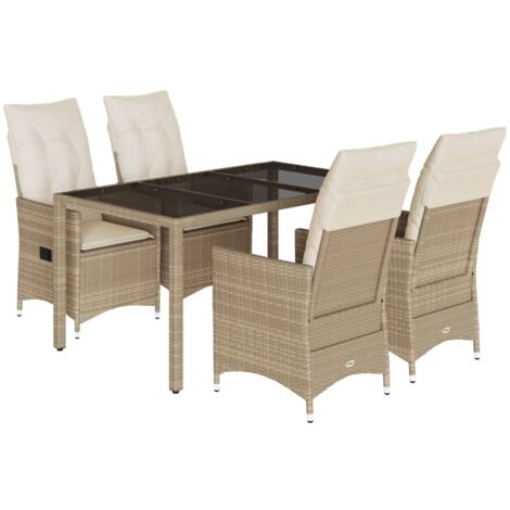 vidaXL Set da Pranzo da Giardino 5 pz con Cuscini Beige in Polyrattan