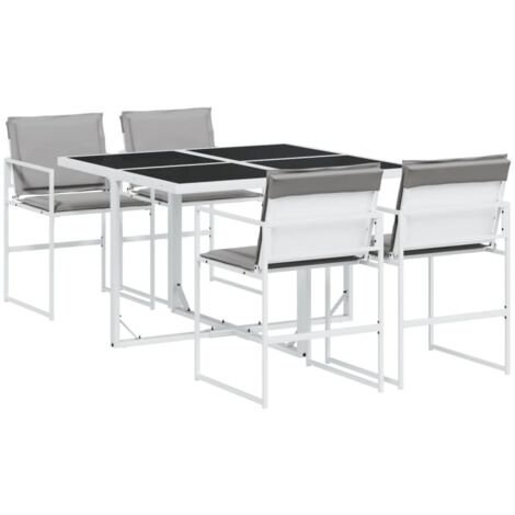 vidaXL Set da Pranzo da Giardino 5 pz con Cuscini Bianco in Textilene