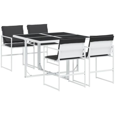 vidaXL Set da Pranzo da Giardino 5 pz con Cuscini Bianco in Textilene